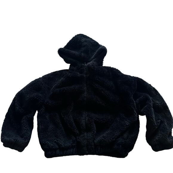 Art Class Girls' Black Faux Fur Hooded Jacket - Size Small 6/6X - Picture 1 of 4